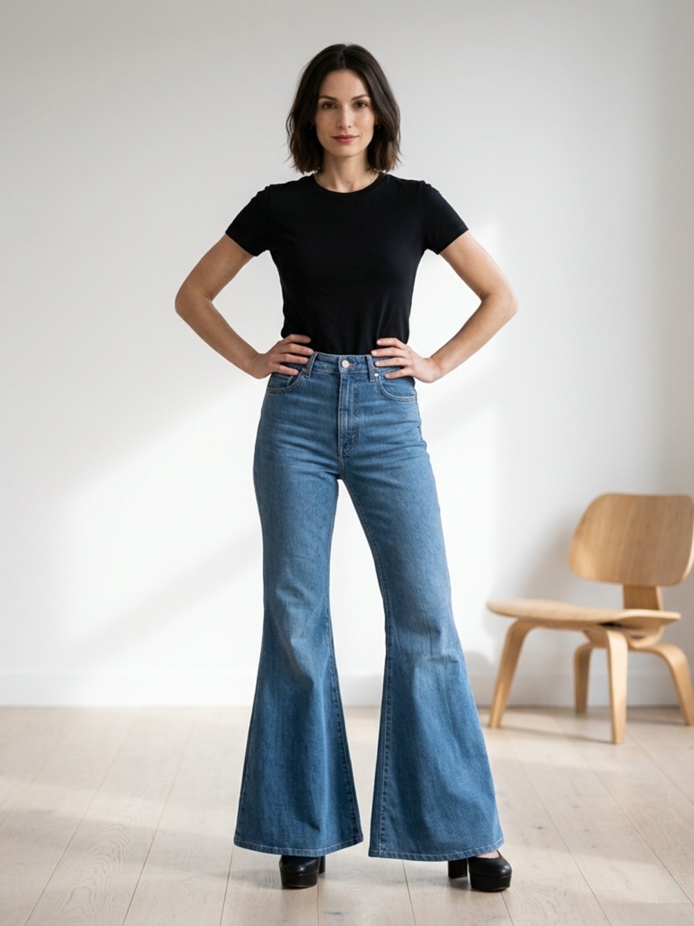 Free People Women's Flared Blue Jeans